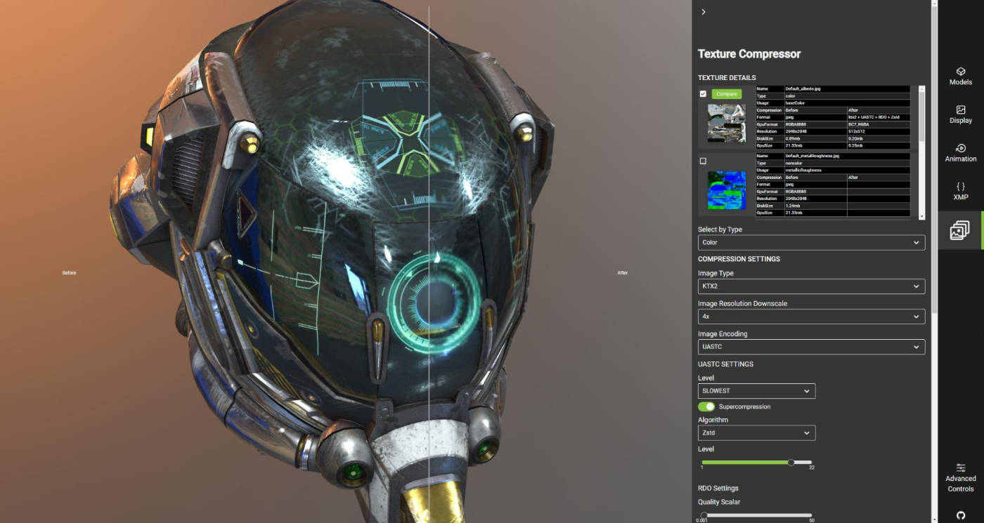 Texture compressor preview using Crash Helmet artwork